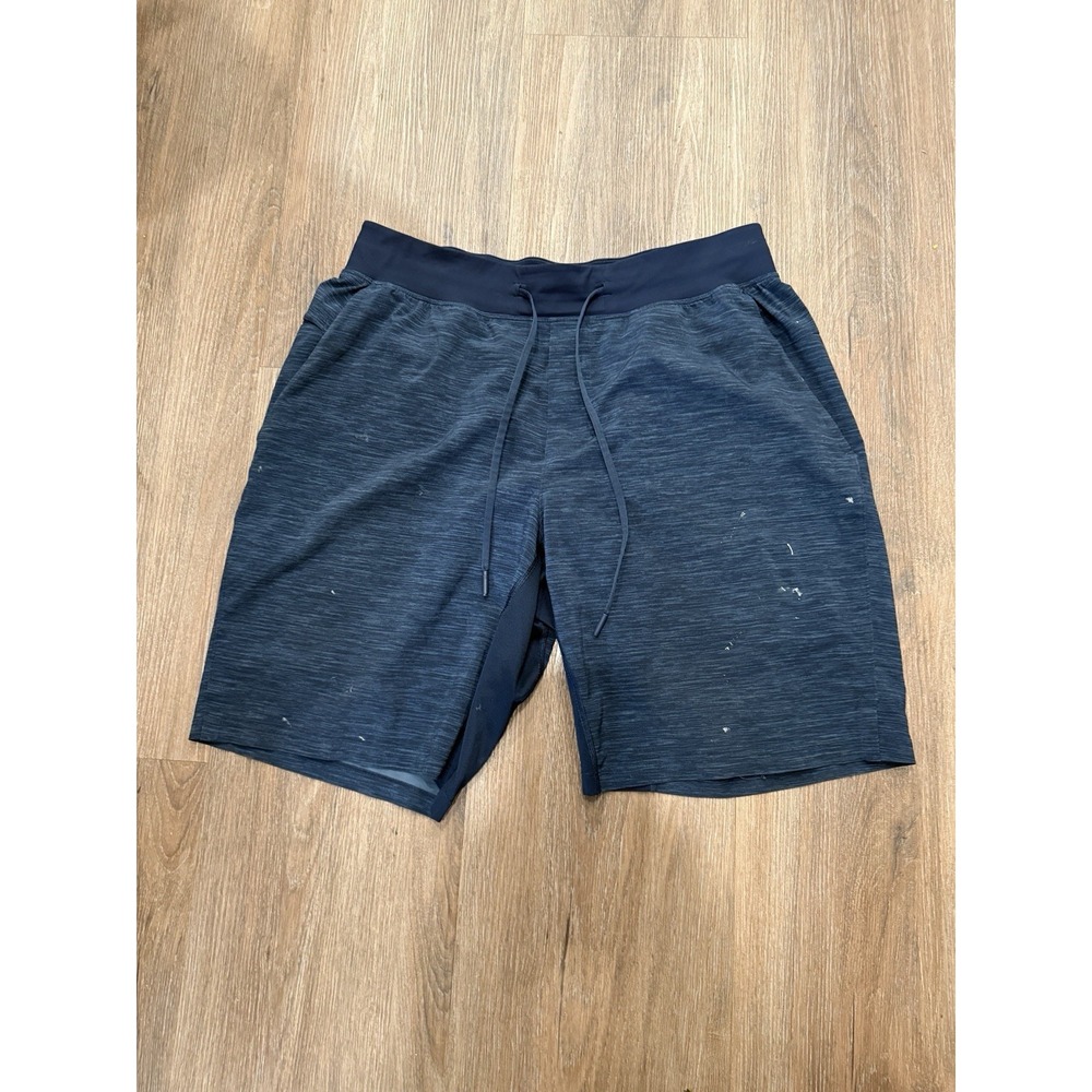 Lululemon Men's Heather Blue Linerless T.H.E. Short 10" Size L‎ Stretch Gym Run